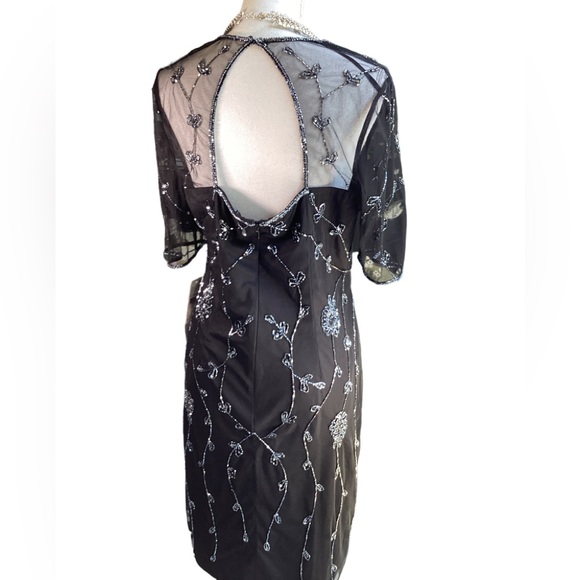 Adrianna Papell Studio Black Beaded Cocktail Dress. B18 - Picture 15 of 16